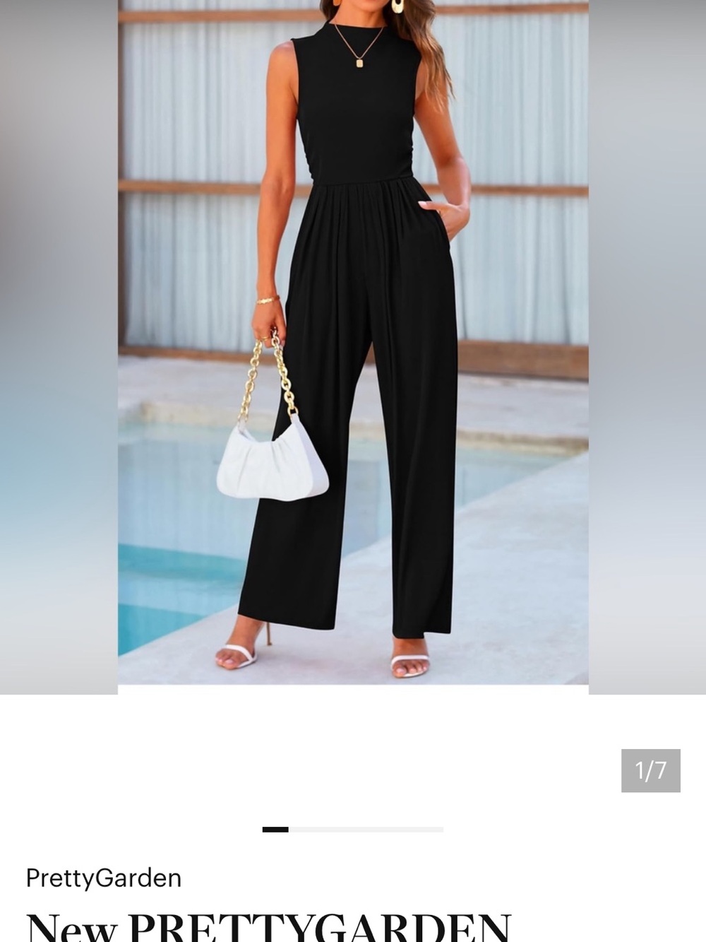 Pretty Garden Black Sleeveless Wideleg Jumpsuit- Size Large